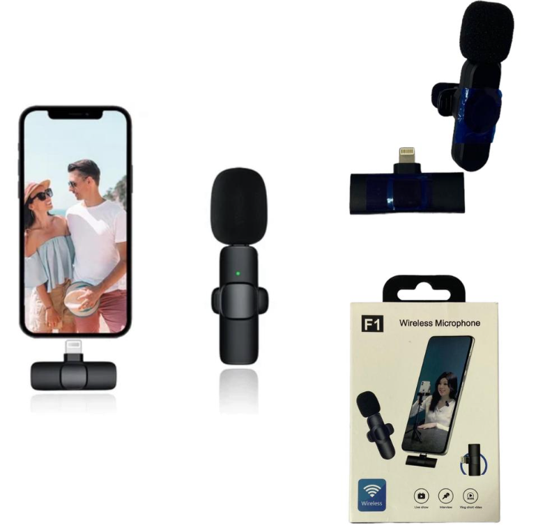 2 MICRÓFONOS INALÁMBRICOS DE SOLAPA 2 X 1- INCLUYE CONVERTIDOR IPHONE Y ANDROID- TECNOLOGIA- HOGAR