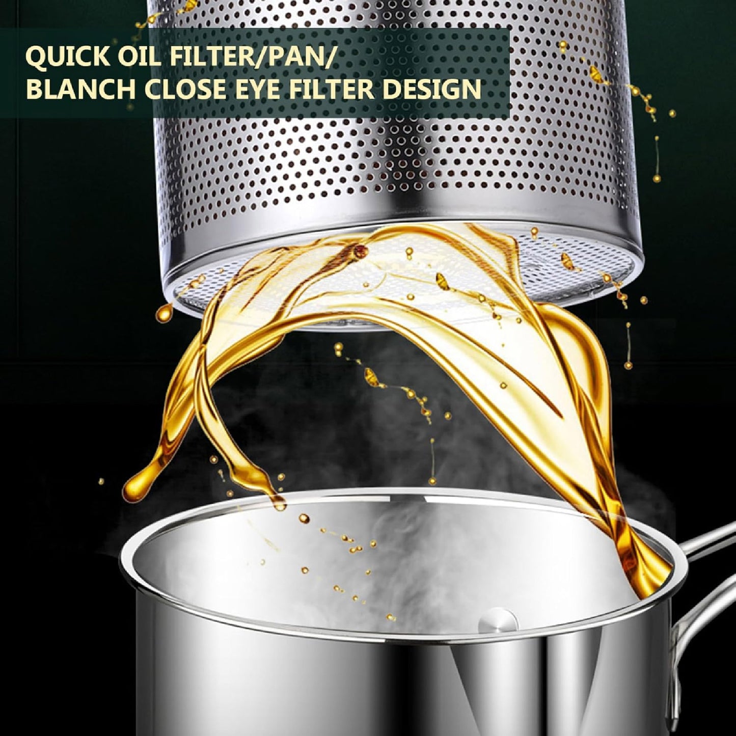 OLLA FREIDORA PROFUNDA DE ACERO INOXIDABLE 304 - COCINA
