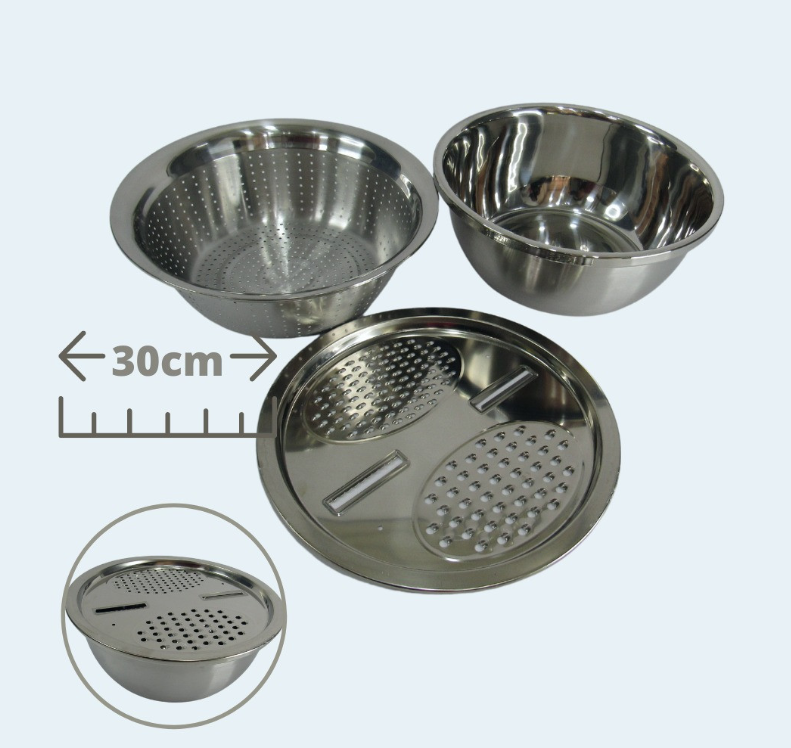 OLLA RALLADORA PROFESIONAL EN ACERO INOXIDABLE 3 EN 1- COCINA