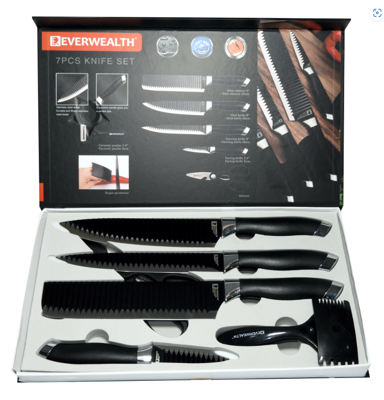 JUEGO DE CUCHILLOS COCINA X6 CON PELADOR - COCINA- HOGAR