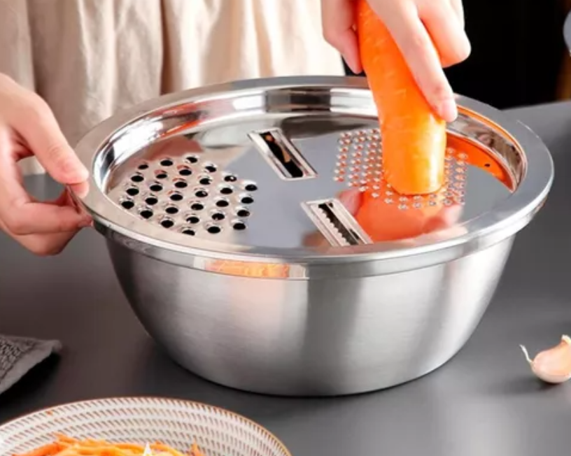 OLLA RALLADORA PROFESIONAL EN ACERO INOXIDABLE 3 EN 1- COCINA