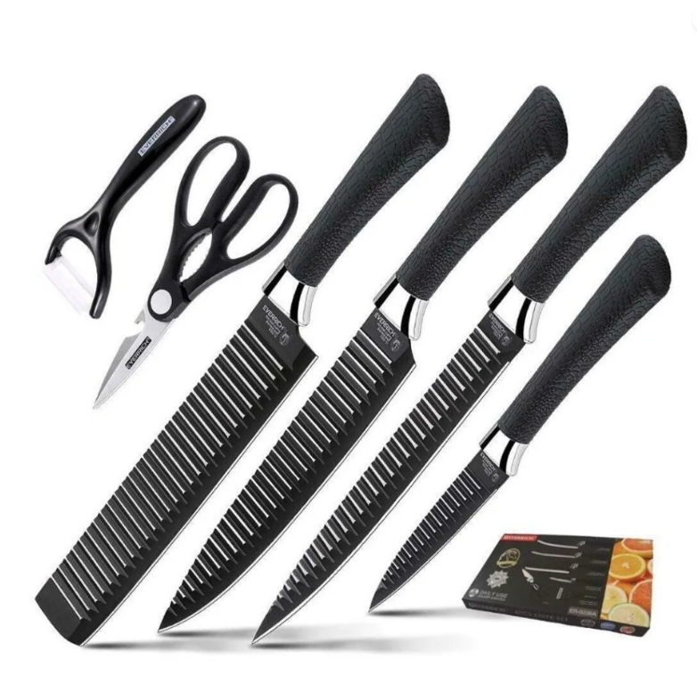 JUEGO DE CUCHILLOS COCINA X6 CON PELADOR - COCINA- HOGAR