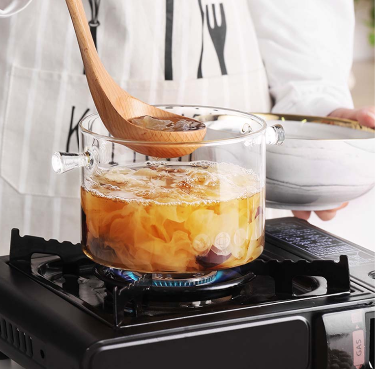 OLLA DE VIDRIO DE BOROSILICATO CON TAPA- COCINA