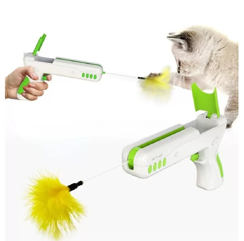 JUGUETE INTERACTIVO GATOS PISTOLA PLUMA BOLA CAÑON - INFANTIL