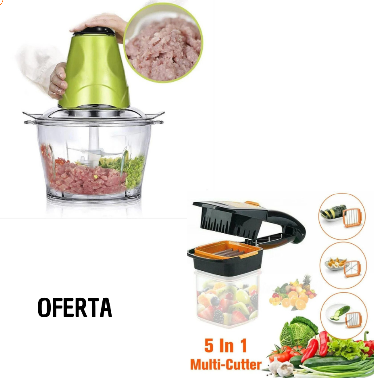 PICADORA DE CARNE ELECTRICA 2 LIT+ NICER DICER QUICK CORTADOR 5 EN 1- COCINA