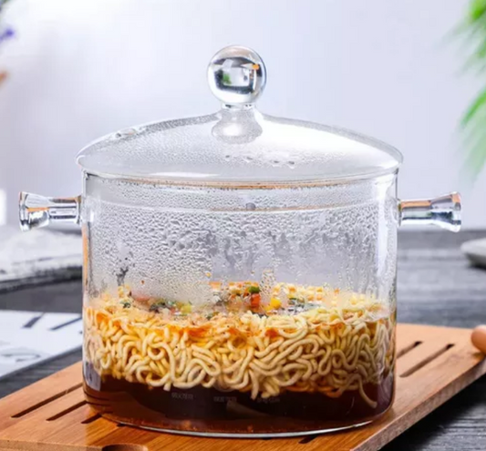 OLLA DE VIDRIO DE BOROSILICATO CON TAPA- COCINA