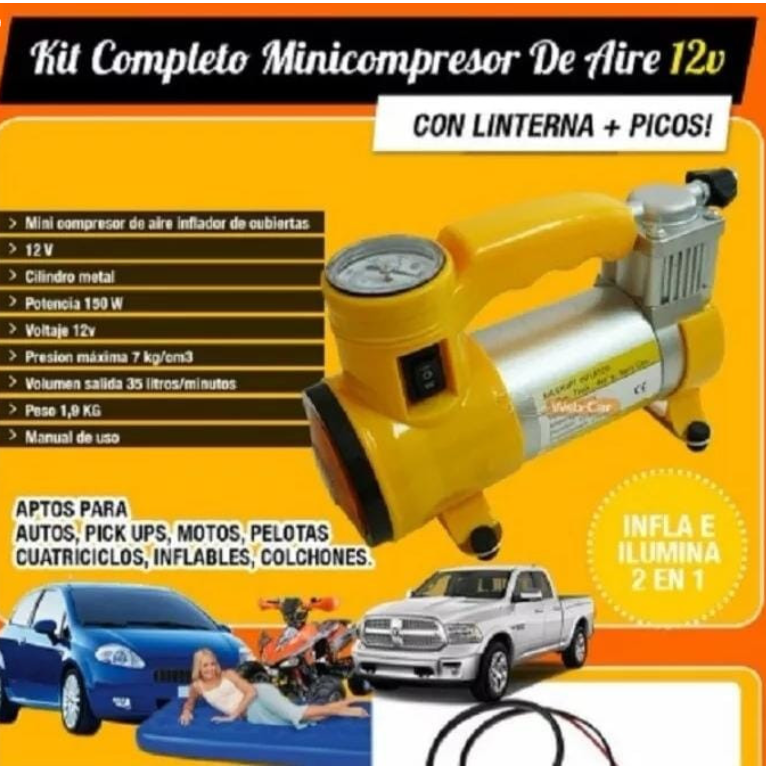 MINI COMPRESOR CICLÓN AIRE 12V- Tecnologia- Hogar