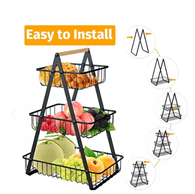 ORGANIZADOR DE COCINA TRIANGULAR DE 3 NIVELES - HOGAR