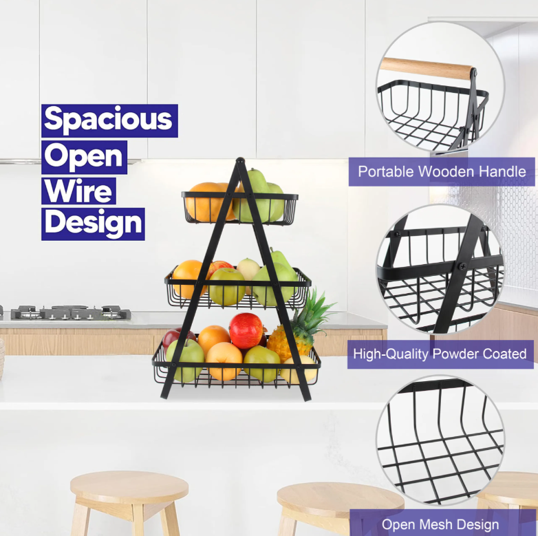 ORGANIZADOR DE COCINA TRIANGULAR DE 3 NIVELES - HOGAR
