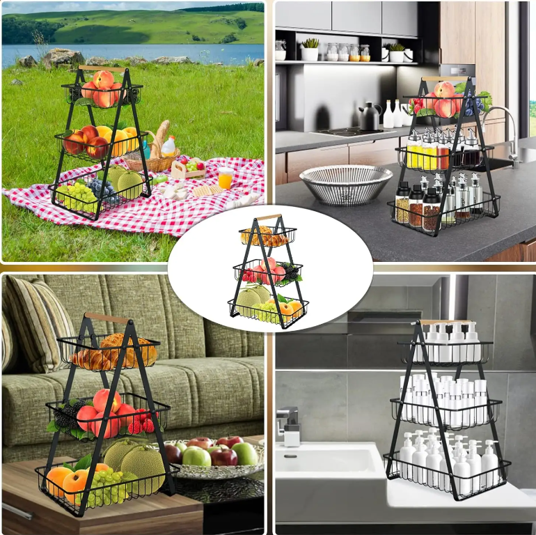 ORGANIZADOR DE COCINA TRIANGULAR DE 3 NIVELES - HOGAR
