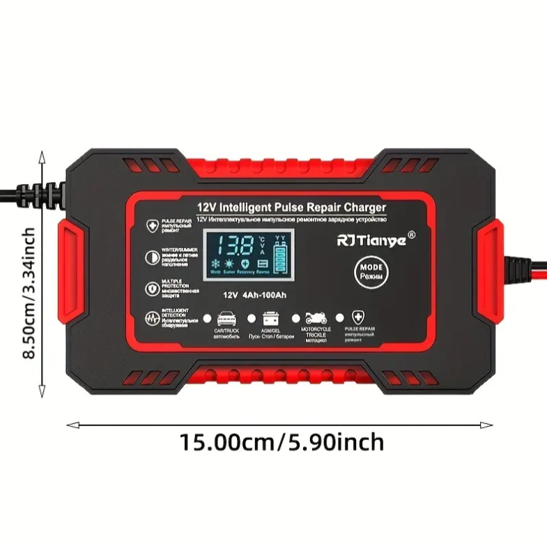 CARGADOR DE BATERIA 12V6A CON ARRANCADOR PORTATIL - HOGAR