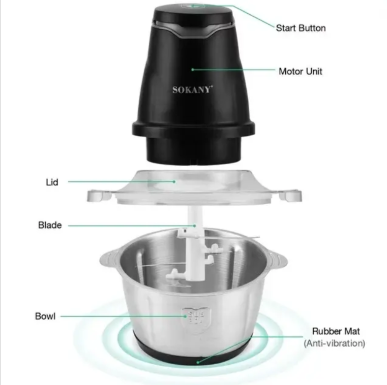 TRITURADOR DE ALIMENTOS SOKANY 2L - COCINA
