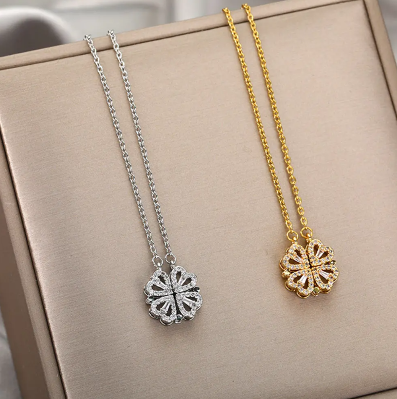 COLLAR TREBOL 4 CORAZONES - JOYERIA