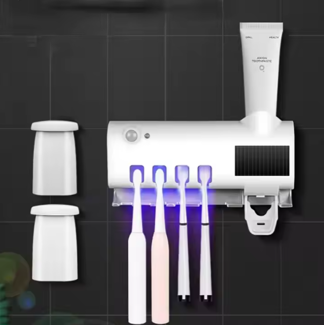 DISPENSADOR Y PORTA CEPILLOS ESTERILIZADOR UV RECARGABLE - HOGAR