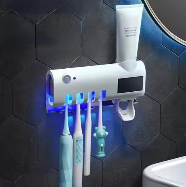 DISPENSADOR Y PORTA CEPILLOS ESTERILIZADOR UV RECARGABLE - HOGAR