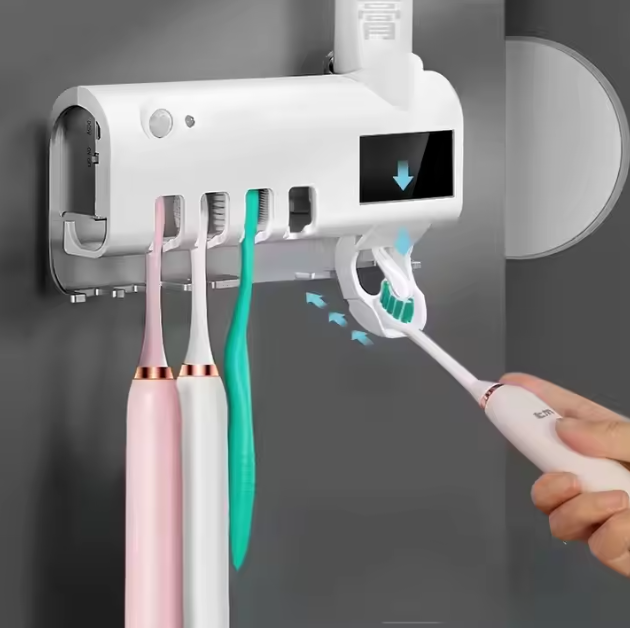 DISPENSADOR Y PORTA CEPILLOS ESTERILIZADOR UV RECARGABLE - HOGAR