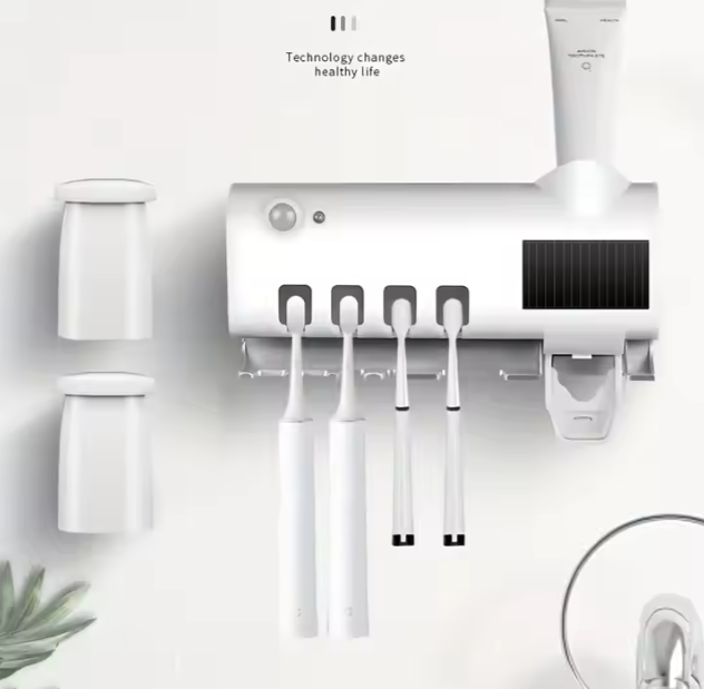 DISPENSADOR Y PORTA CEPILLOS ESTERILIZADOR UV RECARGABLE - HOGAR