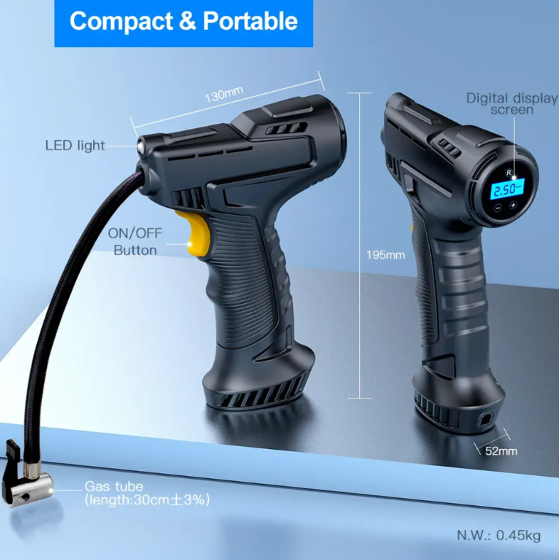 COMPRESOR DE AIRE DIGITAL RECARGABLE - HERRAMIENTAS - VEHICULOS