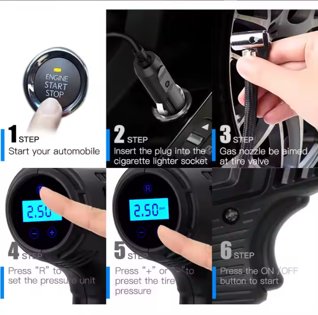 COMPRESOR DE AIRE DIGITAL RECARGABLE - HERRAMIENTAS - VEHICULOS