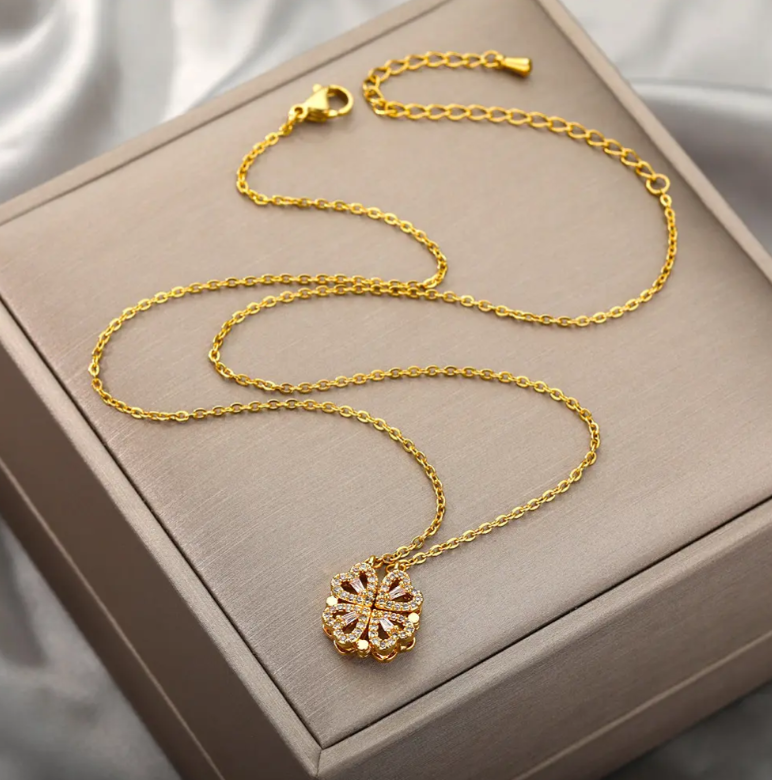 COLLAR TREBOL 4 CORAZONES - JOYERIA