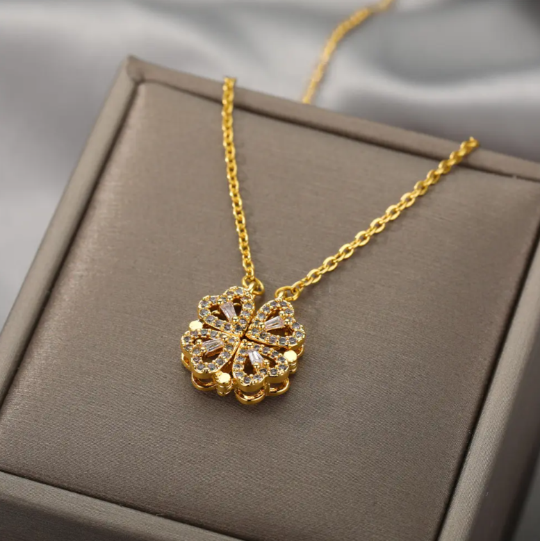 COLLAR TREBOL 4 CORAZONES - JOYERIA