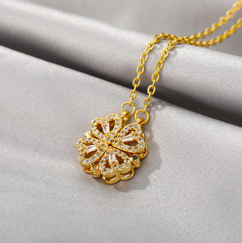 COLLAR TREBOL 4 CORAZONES - JOYERIA