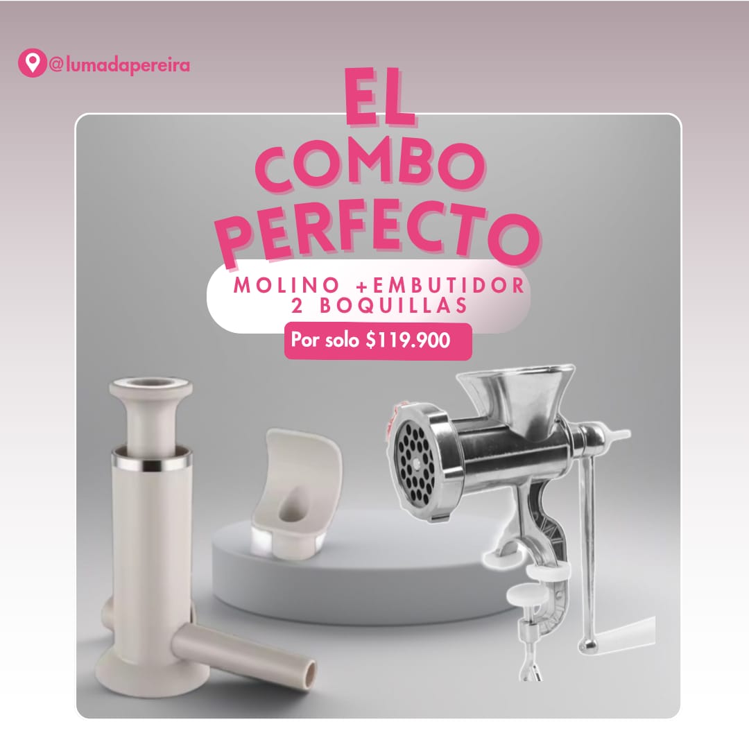COMBO MAGICO MOLINO + EMBUTIDOR 2 BOQUILLAS - HOGAR