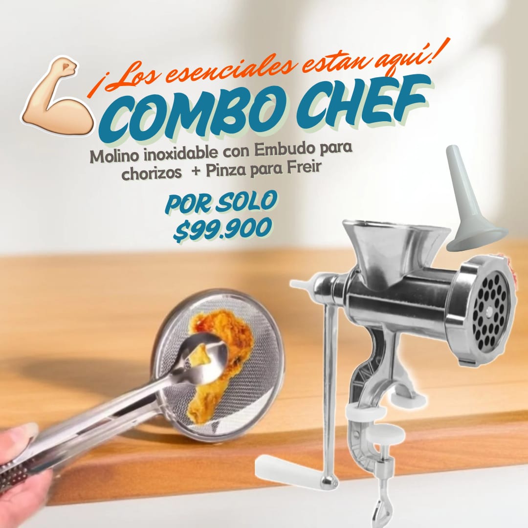 COMBO MOLINO EN ALUMINIO + PINZA PARA FREIR