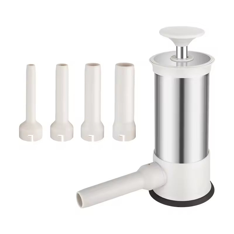 COMBO PINZA FREIDORA +🌟Máquina Manual de Embutidos 4 en 1!🌟 4 boquillas Hogar- Cocina