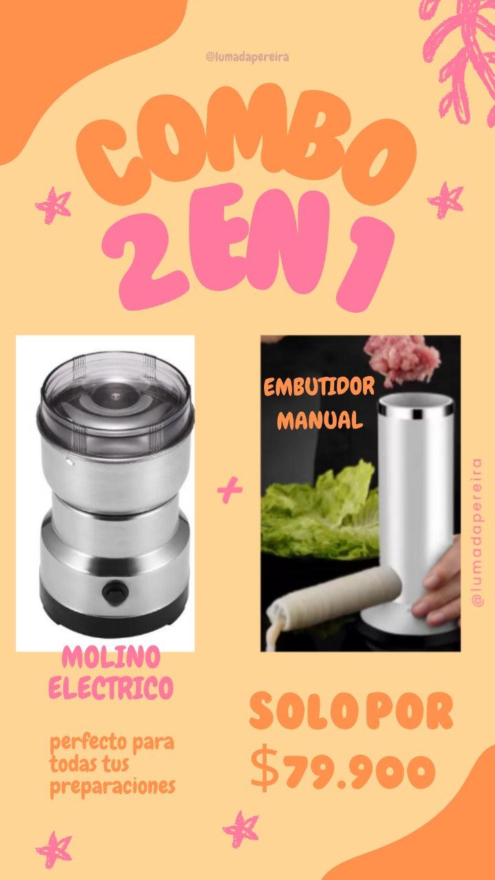 MAGICO COMBO MOLINO ELECTRICO + EMBUTIDOR MANUAL - COCINA