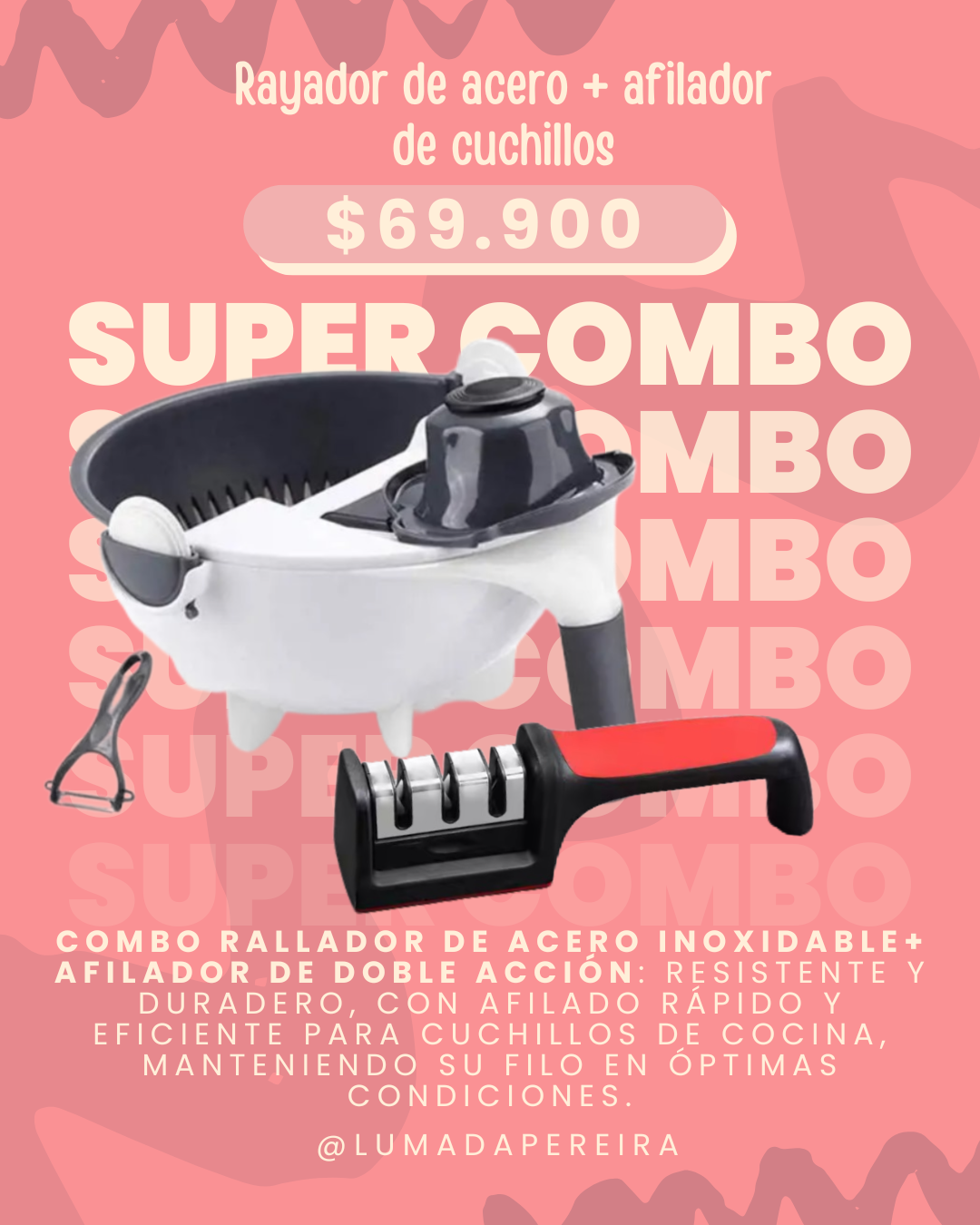 COMBO RAYADOR 9 EN 1 + AFILADOR DE CUCHILLOS - HOGAR