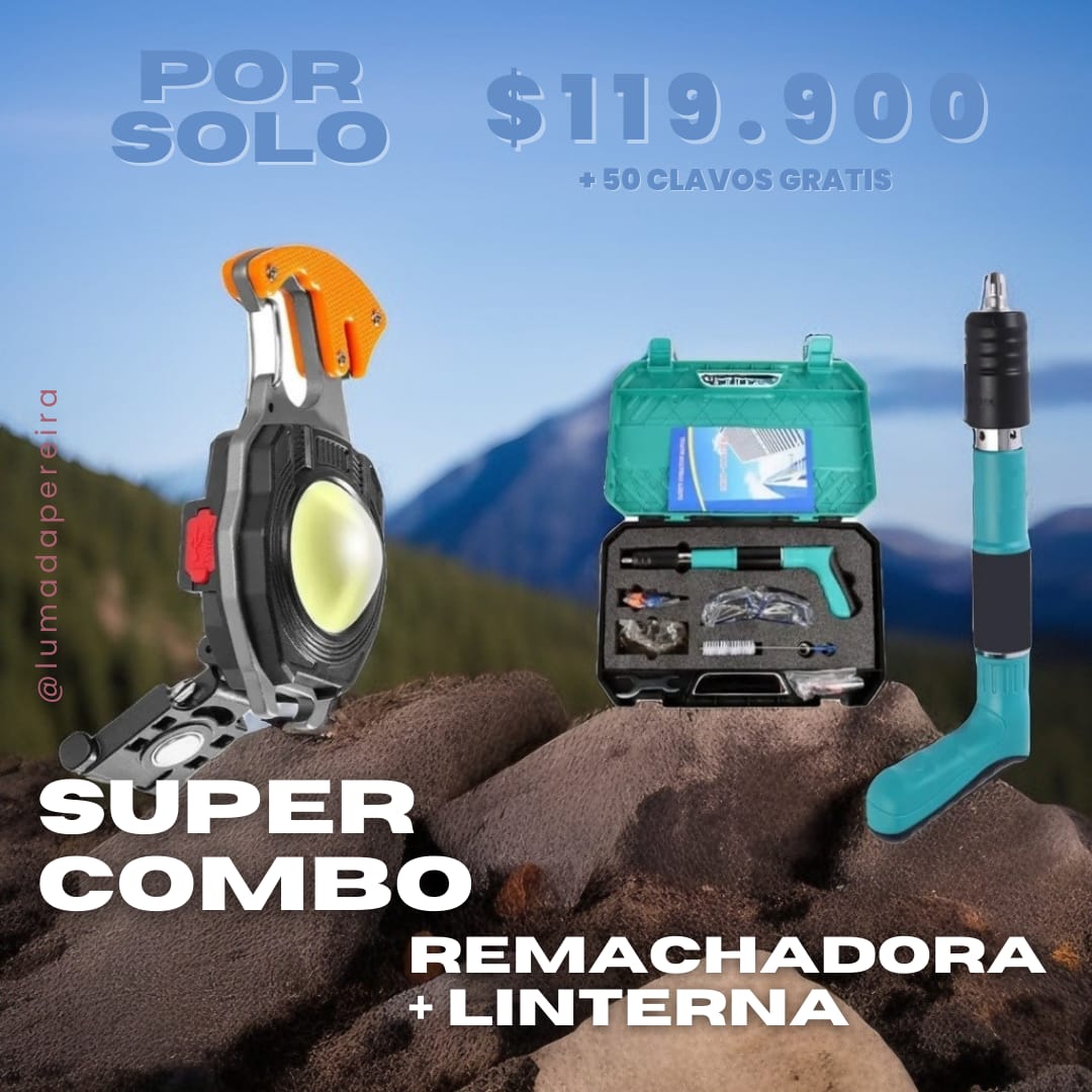 COMBO REMACHADORA + LINTERNA DE EMERGENCIA - HERRAMIENTAS