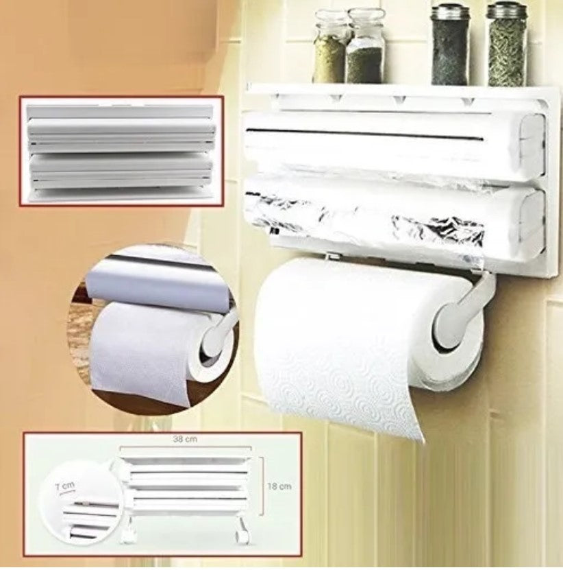 DISPENSADOR ROLLOS MULTIFUNCIONAL COCINA. 4 en 1- Hogar