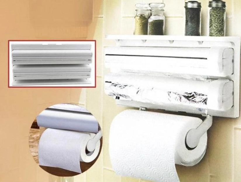 DISPENSADOR ROLLOS MULTIFUNCIONAL COCINA. 4 en 1- Hogar