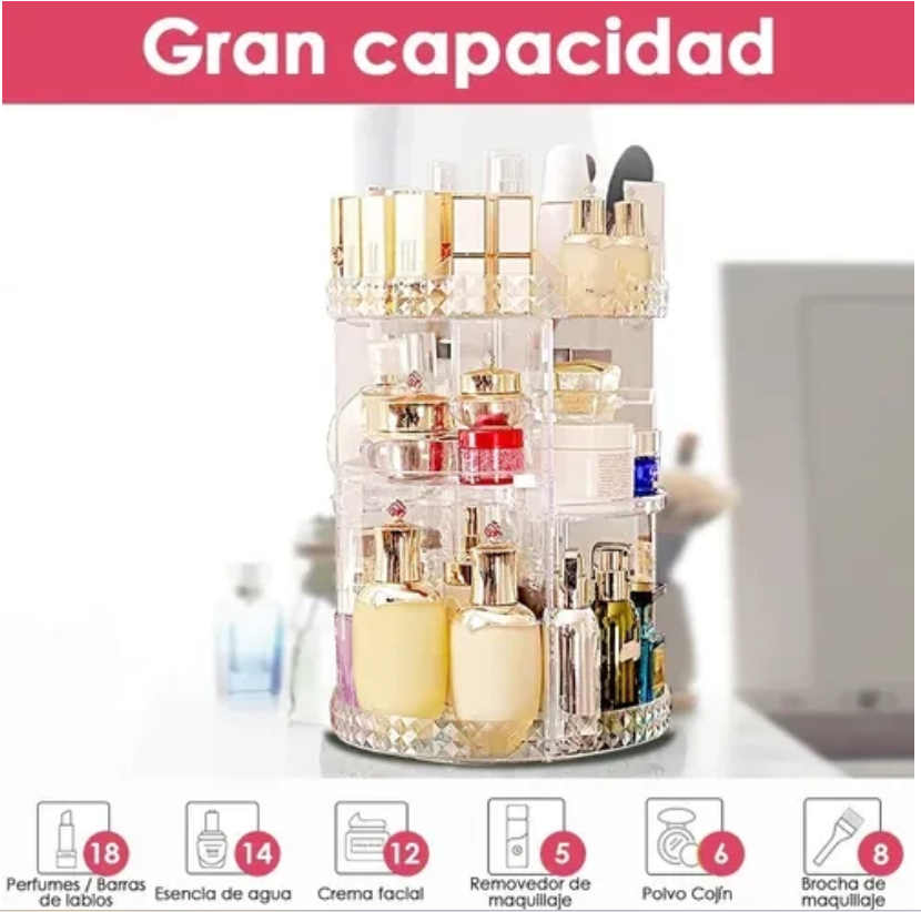 ORGANIZADOR DE MAQUILLAJE 360°con Manual- DAMA