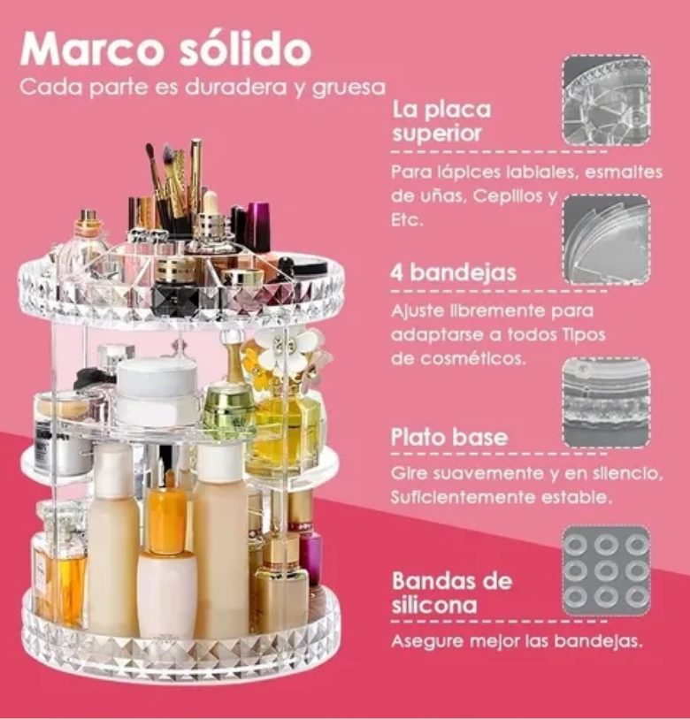 ORGANIZADOR DE MAQUILLAJE 360°con Manual- DAMA