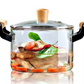 OLLA DE VIDRIO CON SOPORTE DE MADERA - COCINA