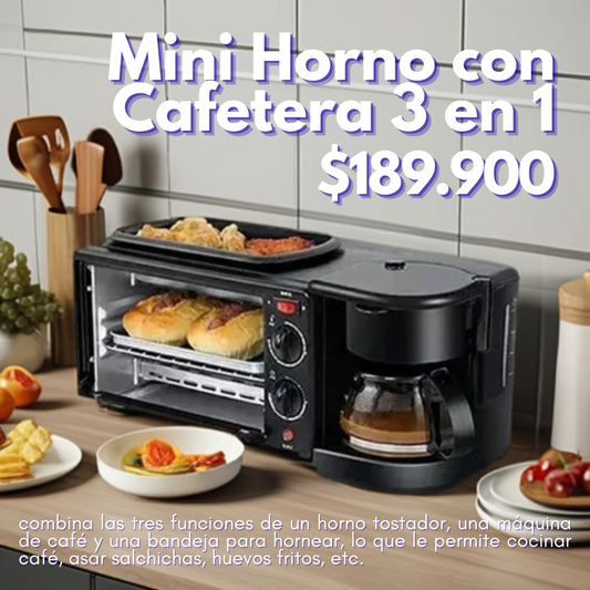 Mini Horno con Cafetera 3 en 1