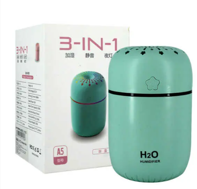 Humidificador luz led 3 en 1 De 300ml Difusor Aroma Led- HOGAR