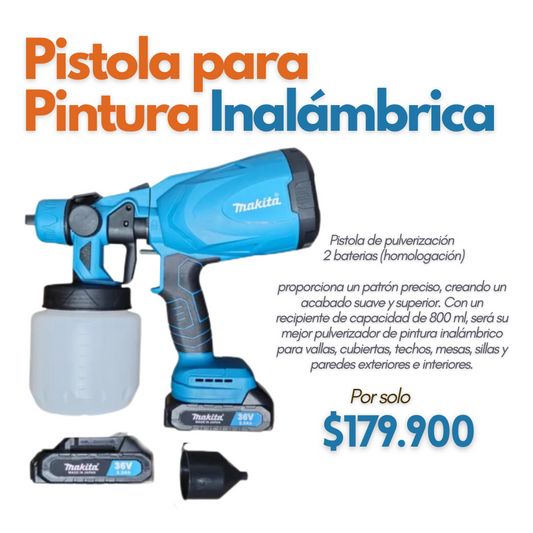 PISTOLA PARA PINTURA INALAMBRICA 2 BATERIAS - HERRAMIENTAS