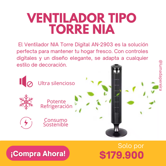 🌬️VENTILADOR TIPO TORRE MARCA NIA Digital AN-2903 🌬️ - HOGAR