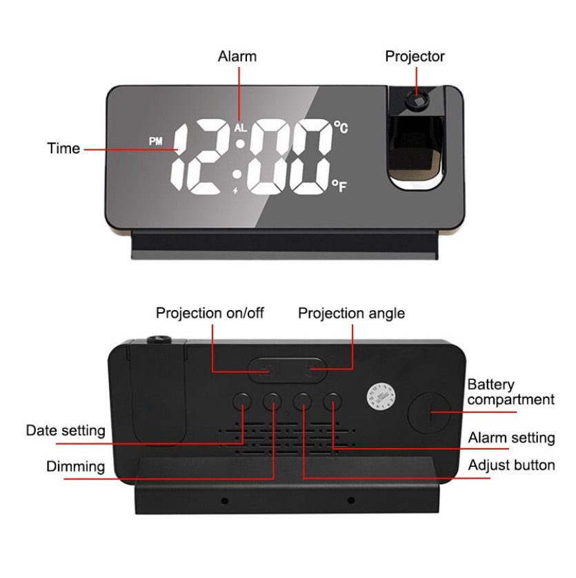 RELOJ ALARMA DIGITAL CON PROYECTOR- Hogar